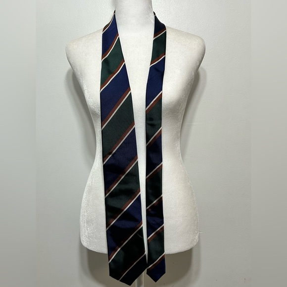 Prada 100% Silk Diagonal Regimental Stripe Necktie Made in Italy - Picture 2 of 8